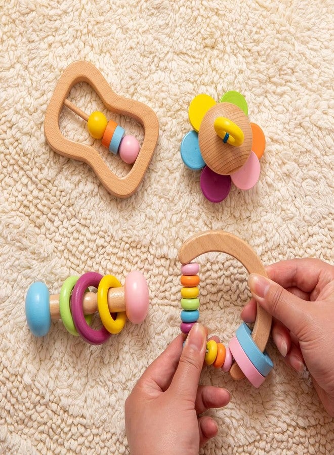 CURVEAR Wooden Baby Rattle Toys 100% Non Toxic Wooden Toys Soft & Safe Sensory Toys for Newborns & Infants BPA-Free, Easy to Hold, Developmental Teething Toys Handcrafted Baby Toys for 0 to 6 Month. - Image 4